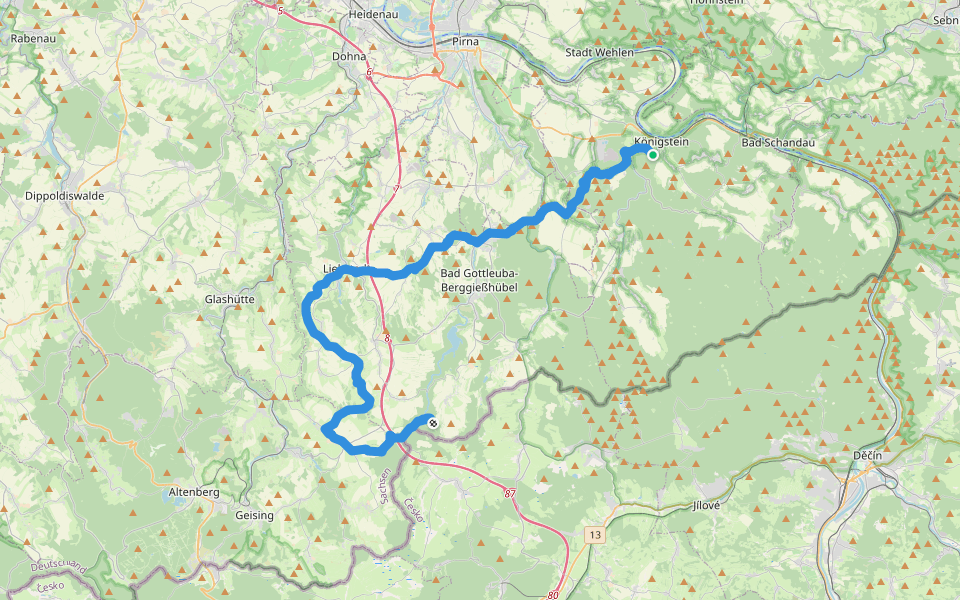 Gelber Strich walking route map in Königstein