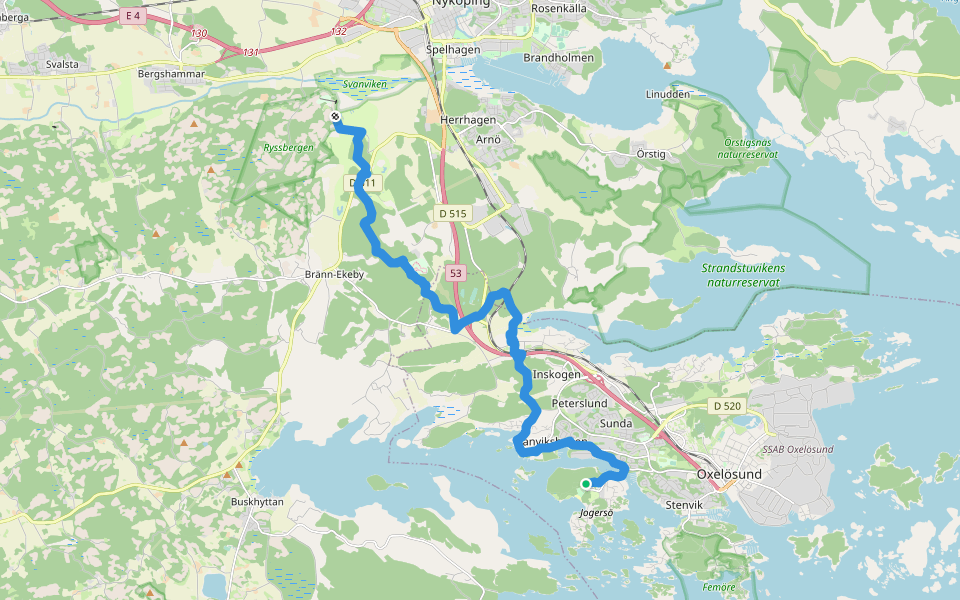 Sörmlandsleden, etapp 44:1 walking route map in Oxelösund