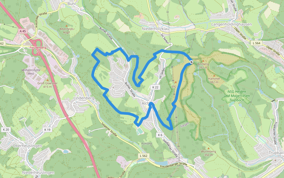 Alchener Rundweg walking route map in Freudenberg