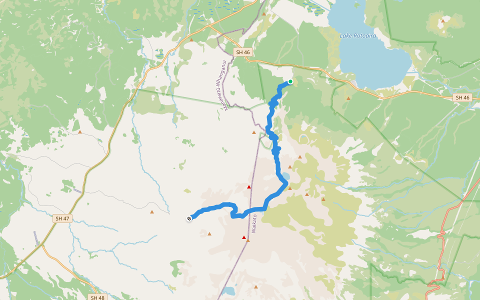 Te Araroa - 04 Whanganui - a Tongariro Alpine Crossing walking route map in Ōwhango