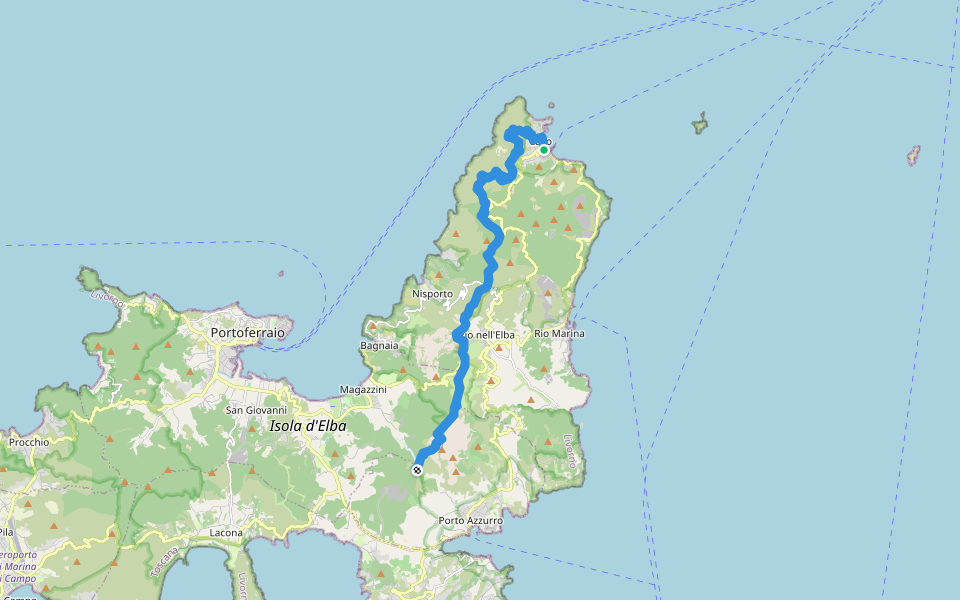 GTE Tappa 1 walking route map in Cavo