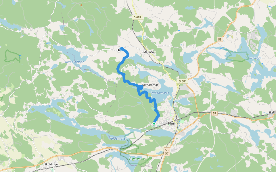 Sörmlandsleden, etapp 23:1 walking route map in Flen