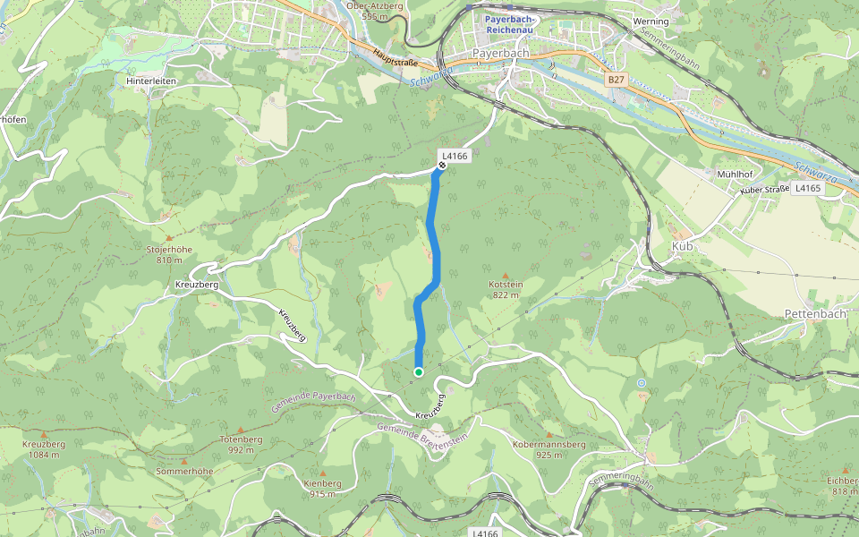 Payerbachgraben - Voselhöhe walking route map in Kreuzberg