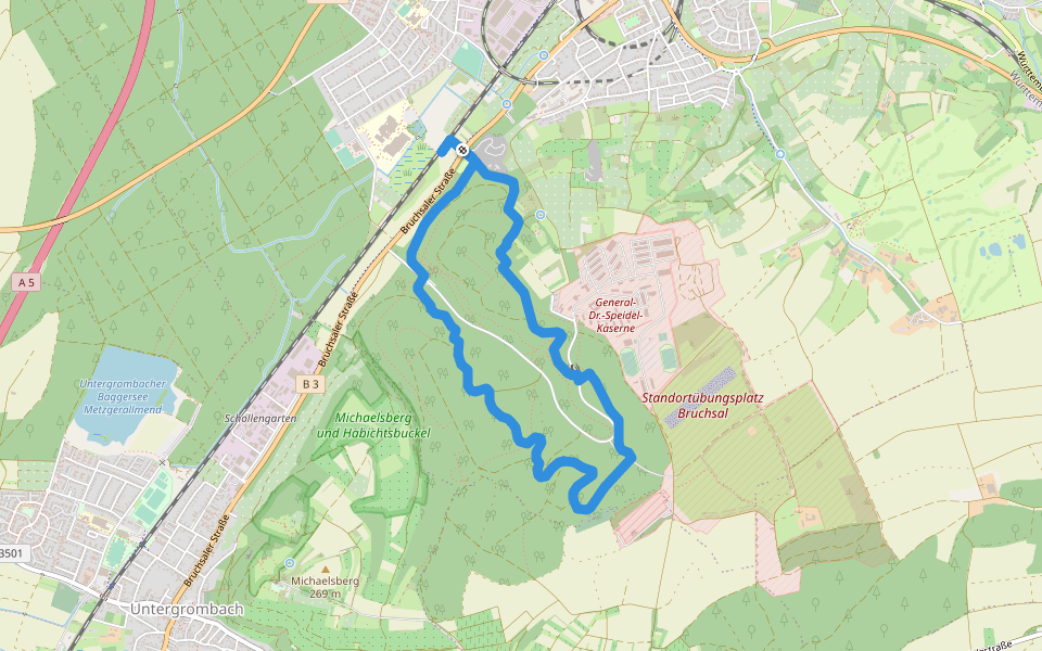 BR - 3 Rundwanderweg Eichelberg walking route map in Bruchsal