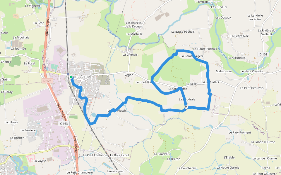 La Côte Baudrais walking route map in Saint-Armel