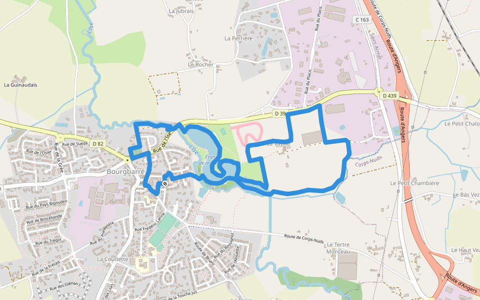 Circuit de la Vayrie walking route map in Bourgbarré