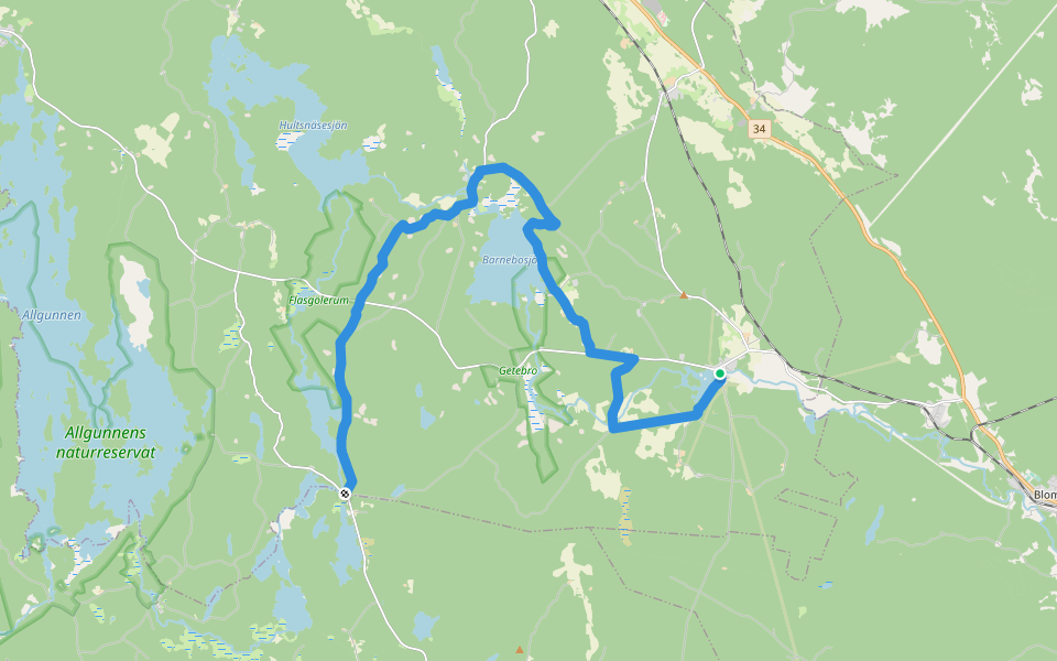 Högsbyleden Etapp 1 walking route map in Hornsö