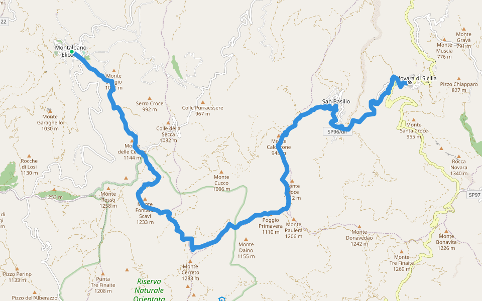 Sentiero Italia - Tappa V24 walking route map in Montalbano Elicona