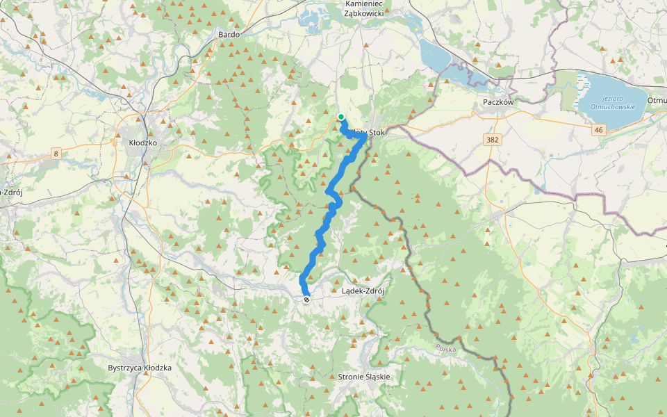 Żółty szlak pieszy walking route map in Mąkolno