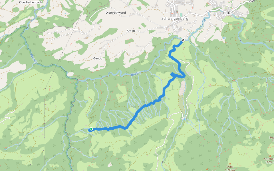 Bömmerenbrücke - Tristboden walking route map in Schwarzenberg