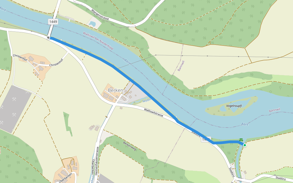 Stadönz-Berkenbrücke walking route map in Graben