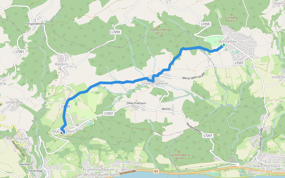Artstetten - Maria Taferl walking route map in Artstetten