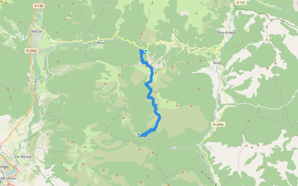 PR-HU 117 Túnel de Cotefablo - Escartín - Basarán walking route map in Torla-Ordesa
