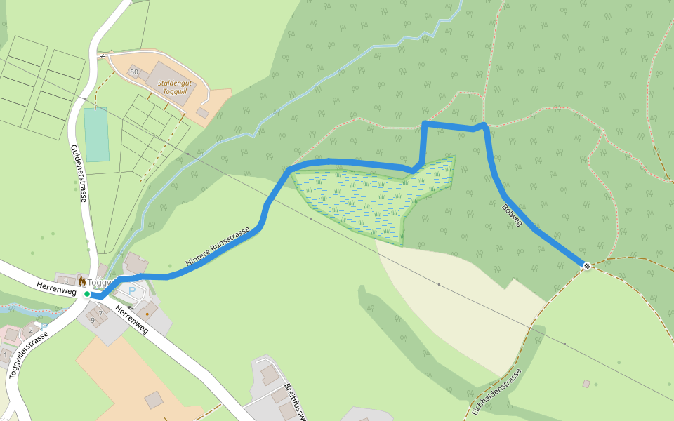 Toggwil - Eichhalden walking route map in Meilen