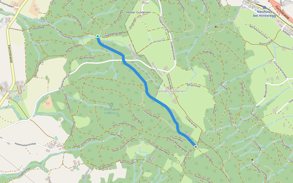 Chüelenmorgen - Guldener Höchi walking route map in Forch