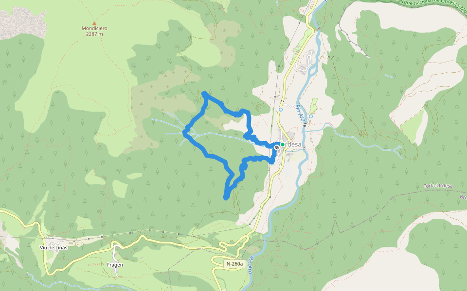 PR-HU 135 Torla - Torla por los caminos de Laor y Teraturio walking route map in Torla-Ordesa