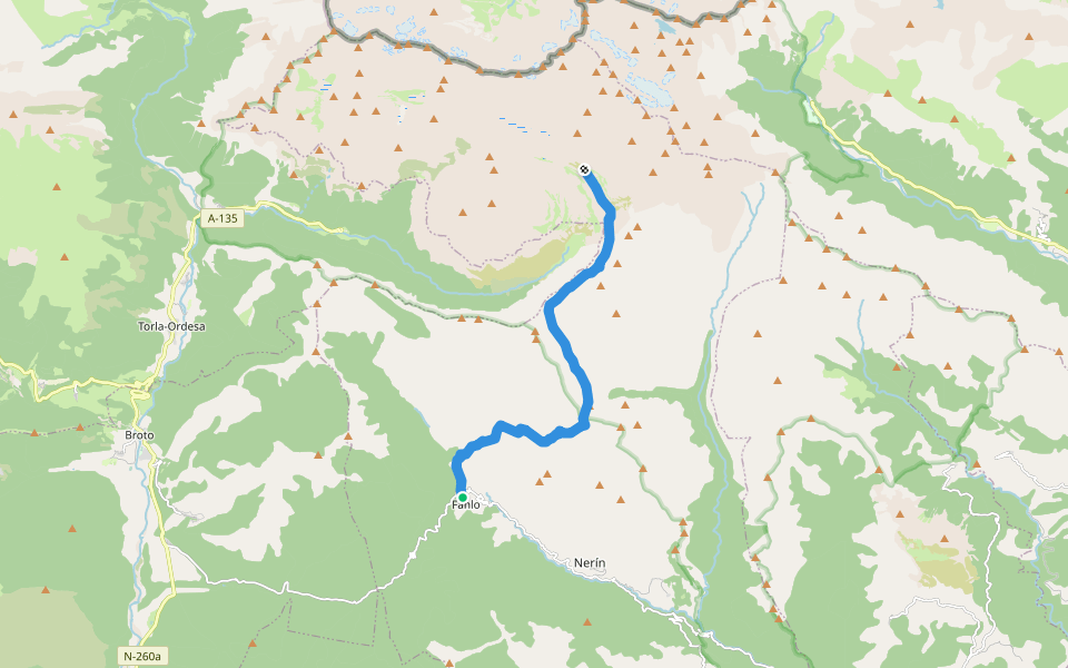 PR-HU 183 Fanlo - Cuello Arenas - Refugio de Góriz walking route map in Fanlo