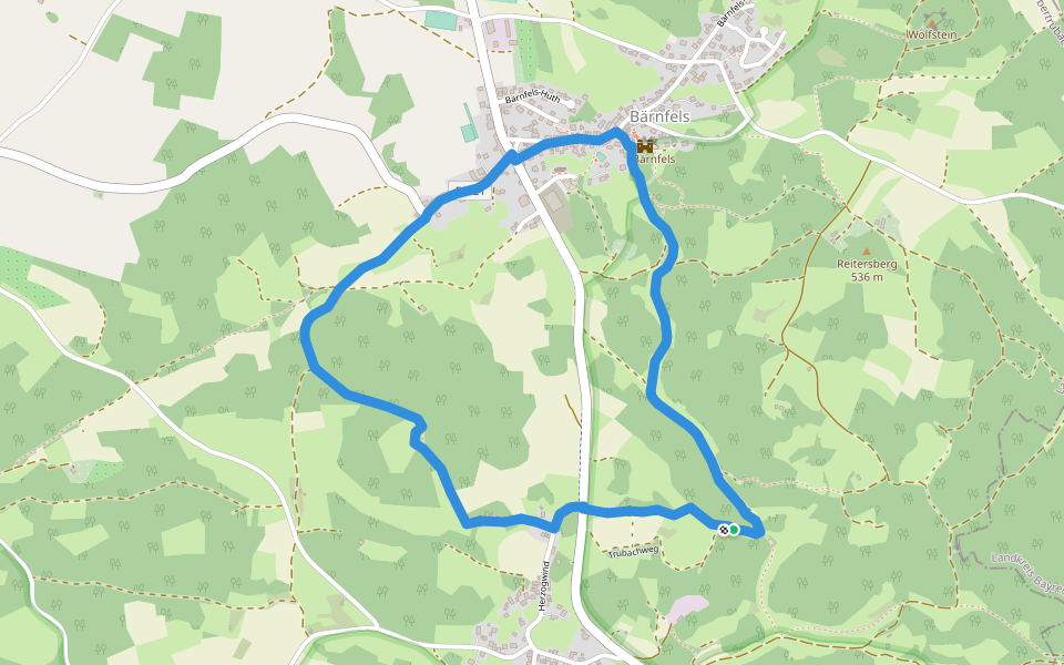 Bärnfels Rundwanderweg Herzogwind walking route map in Obertrubach