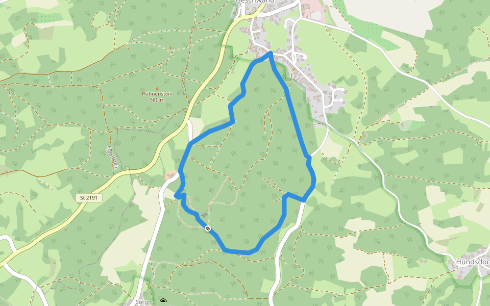 Geschwand Rundwanderweg Franzosenstein walking route map in Obertrubach
