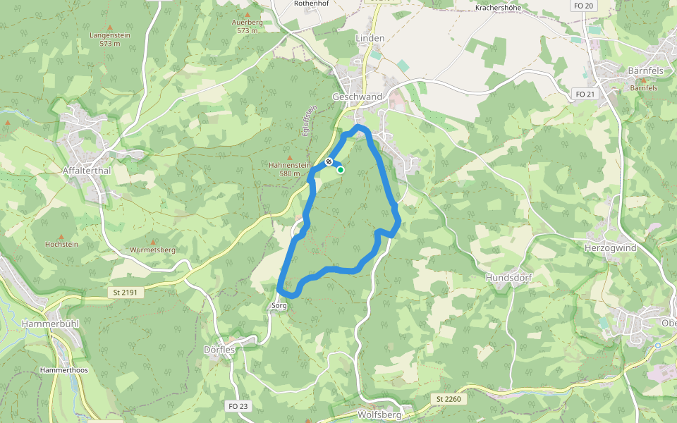 Geschwand Rundwanderweg Signalstein walking route map in Obertrubach