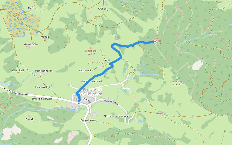 Finsterwald - Alpiliegg walking route map in Entlebuch