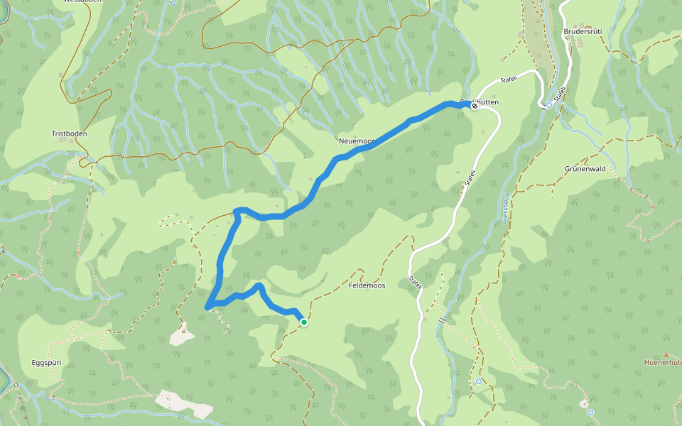 Gustihütten - Chridegg walking route map in Schwarzenberg