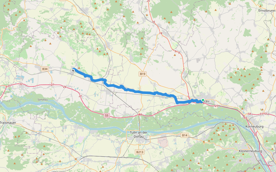 Via Sancti Martini HW-22-05 Stockerau - Kirchberg am Wagram walking route map in Stockerau