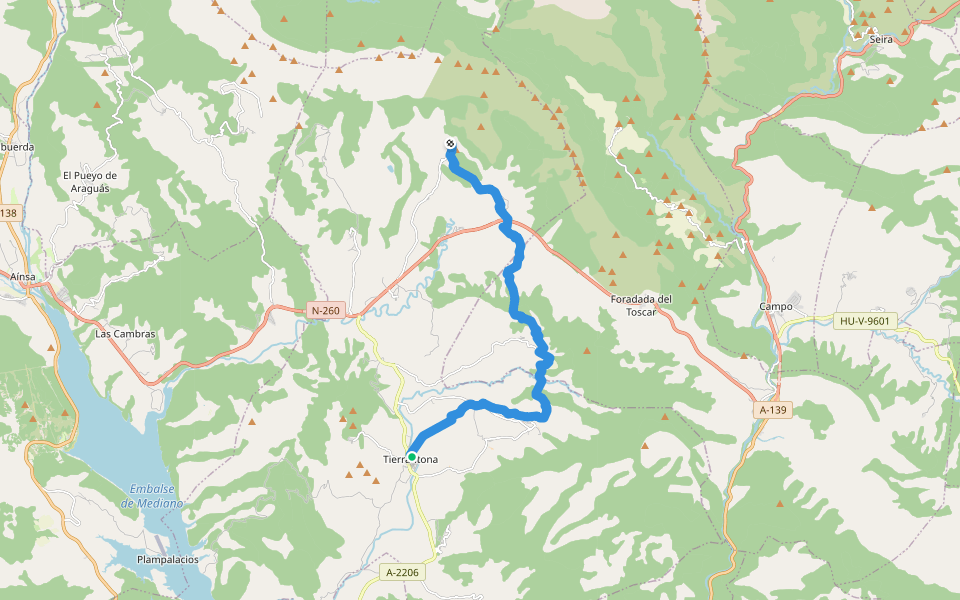 PR-HU 191 Tierrantona - San Juan de Toledo de la Nata walking route map in Tierrantona