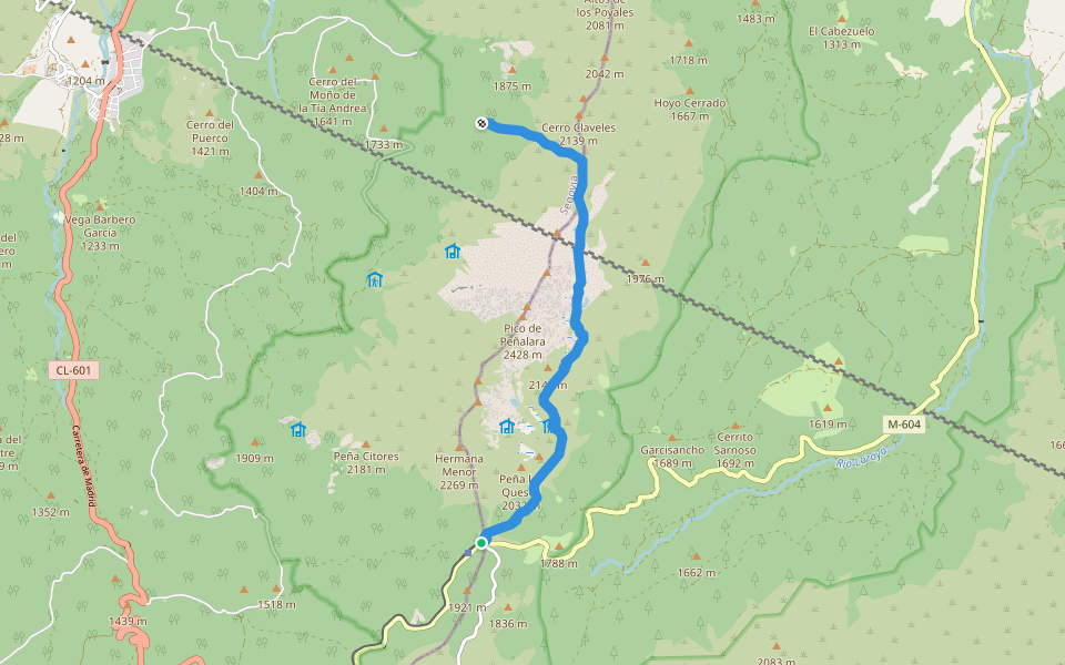 [PR-M/SG 15] Puerto de Cotos - La Granja walking route map in Rascafría