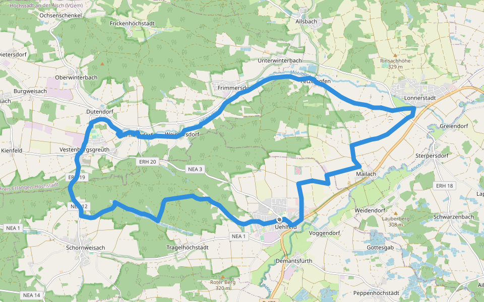 Kräuter-Rundweg Uehlfeld walking route map in Uehlfeld
