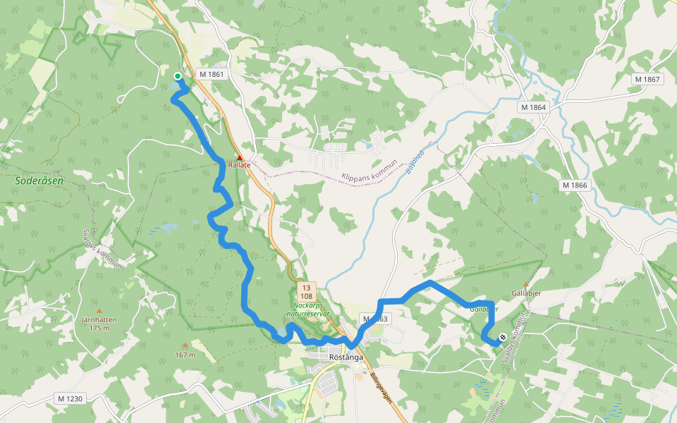 Etapp 5: Söderåsens nationalpark-Jällabjär walking route map in Skäralid