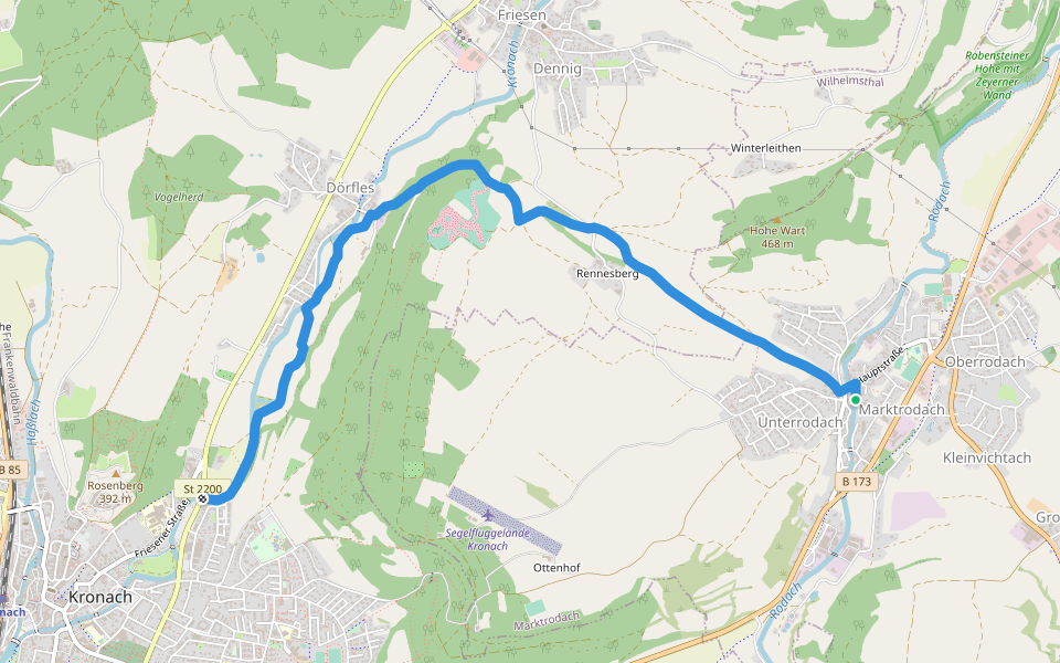 Rodachtal-Weg KC 11 walking route map in Marktrodach