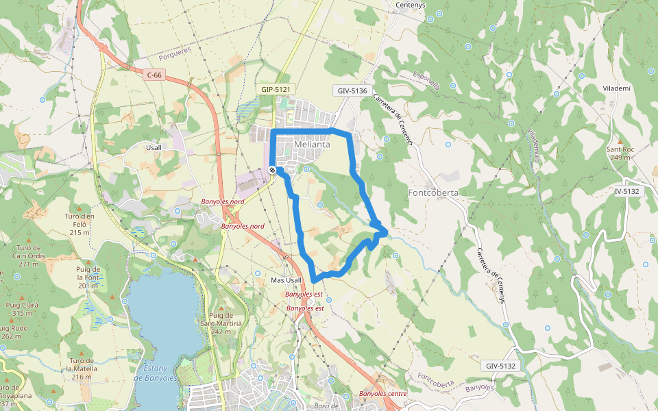 Itinerari Mitjà - Fontcoberta walking route map in Melianta