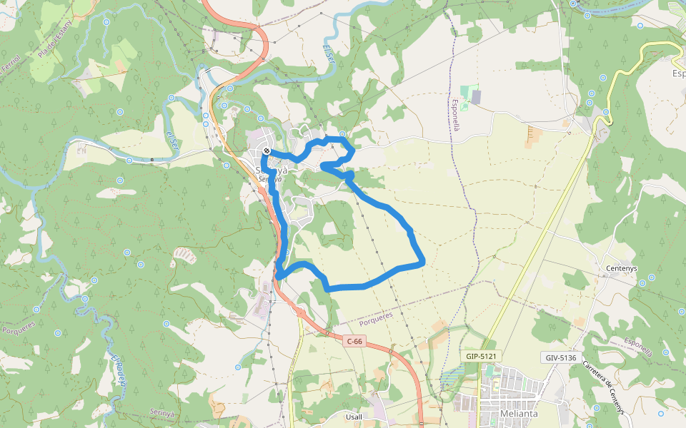 Itinerari Llarg - Serinyà walking route map in Serinyà