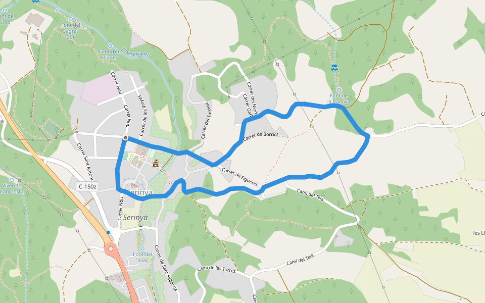Itinerari Curt - Serinyà walking route map in Serinyà