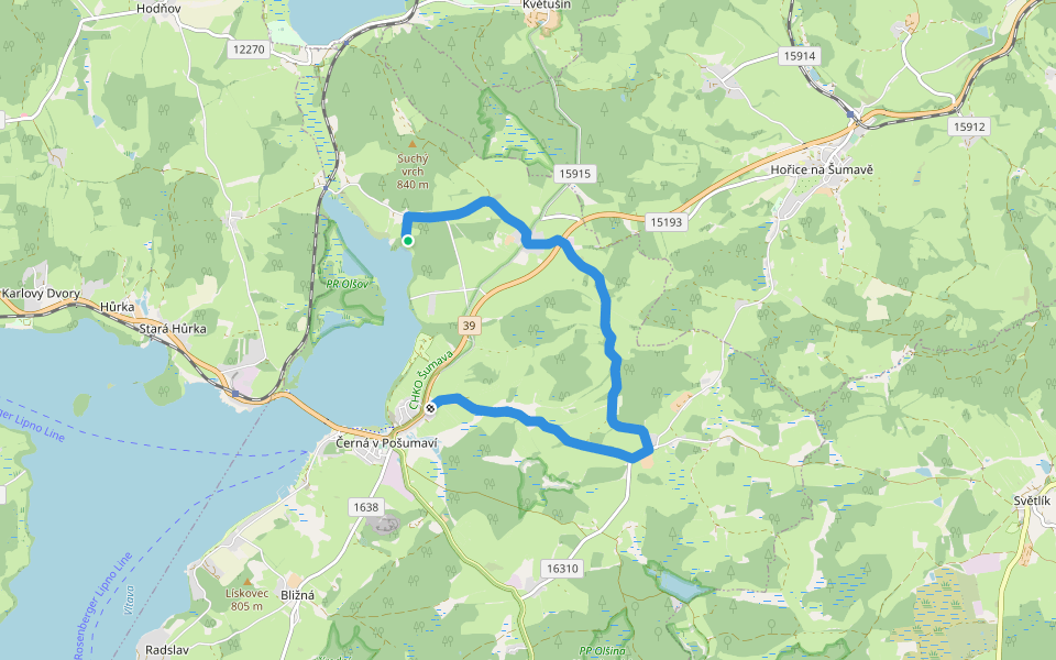 Naučná stezka Trasa B walking route map in Černá v Pošumaví