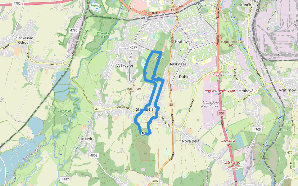 Malý starobělský okruh walking route map in Ostrava