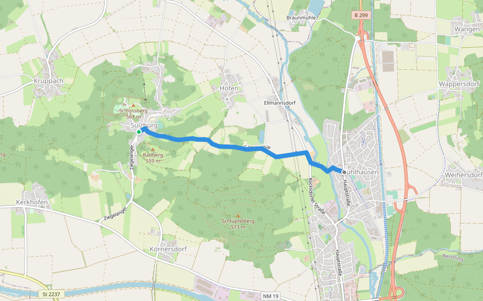 Berchinger Weg Teil 2 walking route map in Mühlhausen