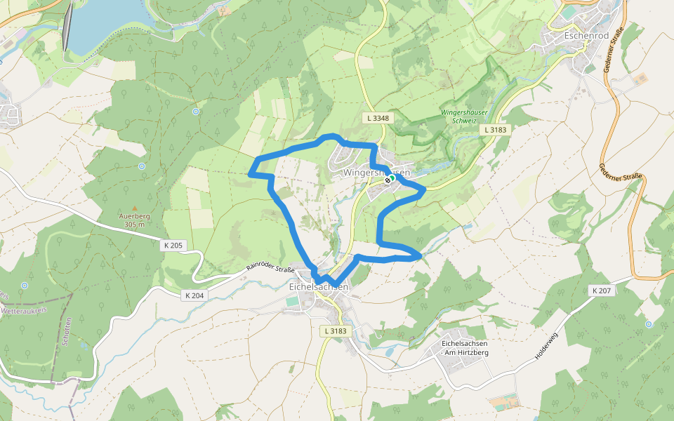 Rundwanderweg Wingershausen W1 walking route map in Schotten