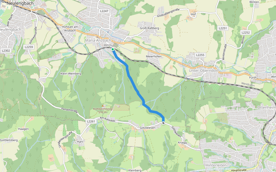 Maria Anzbach - Götzwiesen walking route map in Maria Anzbach