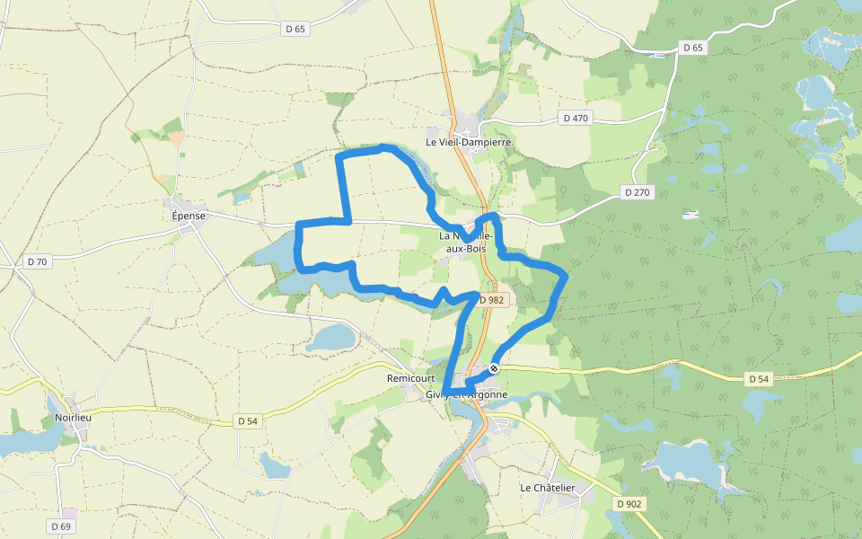 Circuit des Etangs de Givry walking route map in Givry-en-Argonne