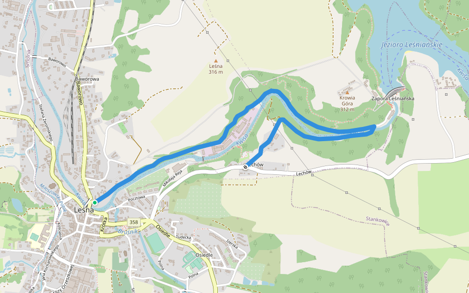 Perłowy Szlak walking route map in Leśna