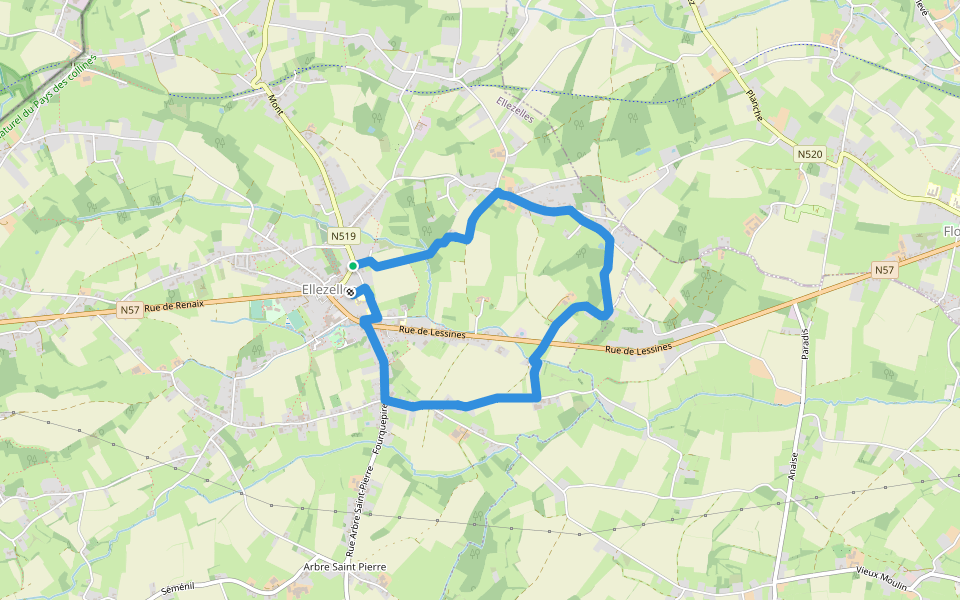 Sentier de l'Etrange walking route map in Ellezelles