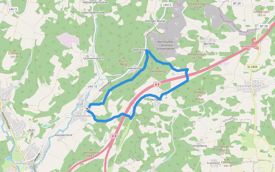 Simmelsdorfer Rundwanderweg Rot 2 walking route map in Simmelsdorf