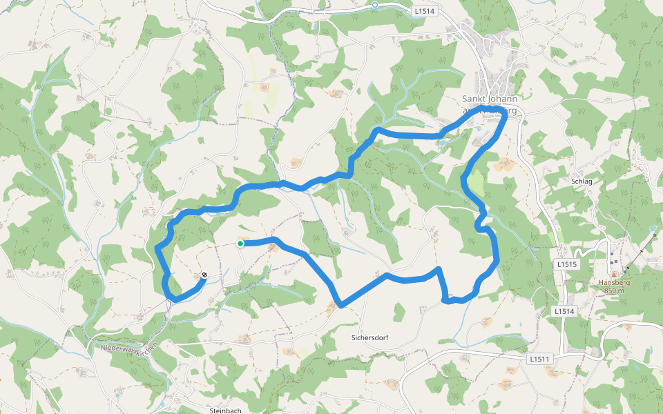 Mühlenweg walking route map in Sichersdorf