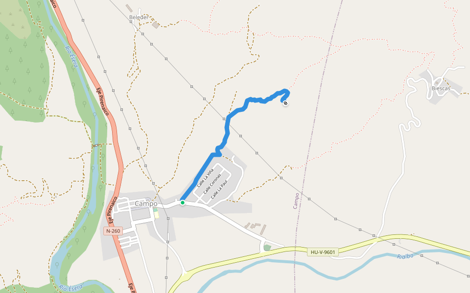 PR-HU 122 Campo - Castell de Sin walking route map in Campo
