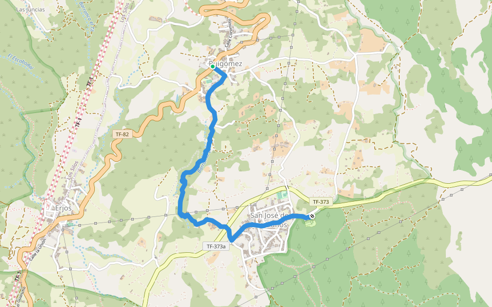 SL-TF 151.1 Ruigómez - San José de Los Llanos walking route map in Ruigómez