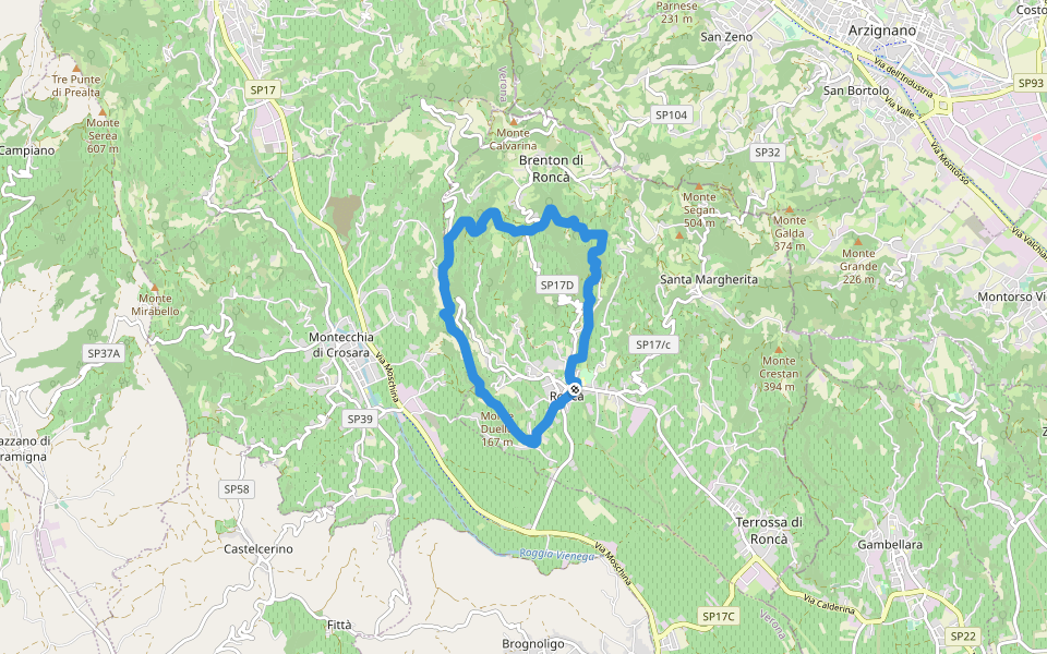 B walking route map in Roncà