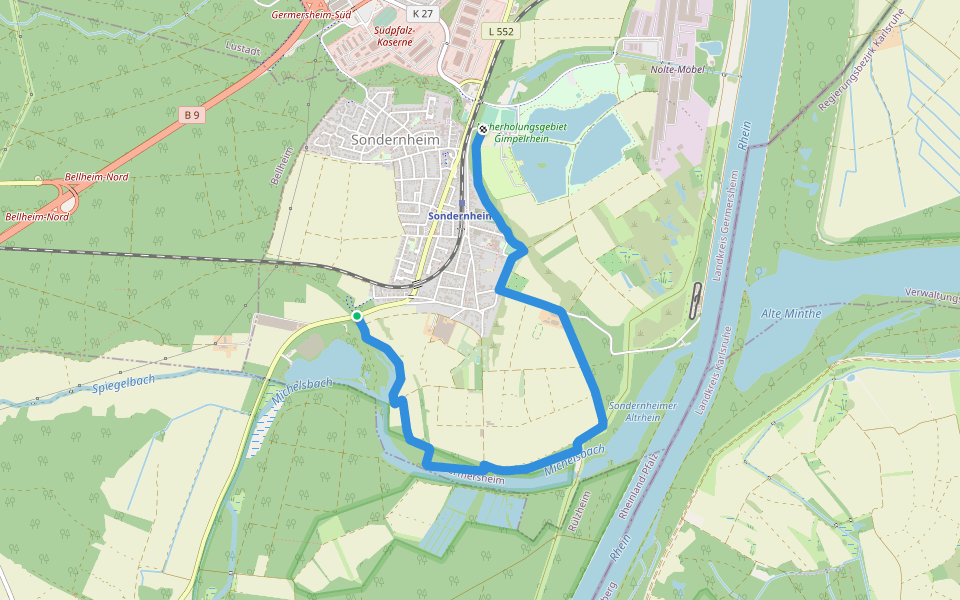 Rheinaue und Hochgestade walking route map in Germersheim