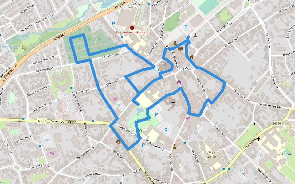 Erfgoedwandelroute Tielt walking route map in Tielt